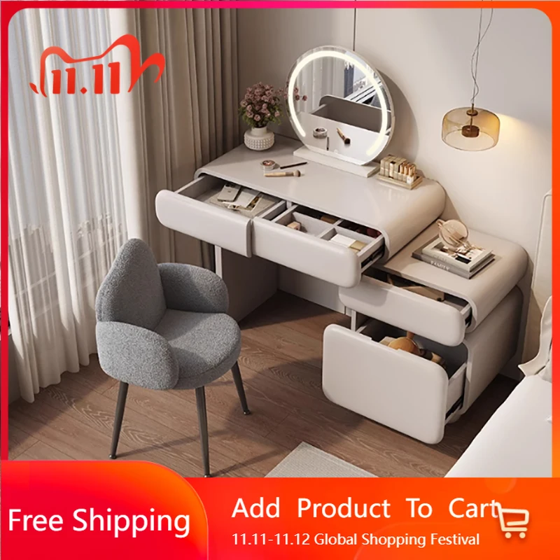 

Makeup Cream Style Vanity Table Design Storage Drawer Modern Vanity Table Mirror Storage Comfortable Penteadeira Home Furniture