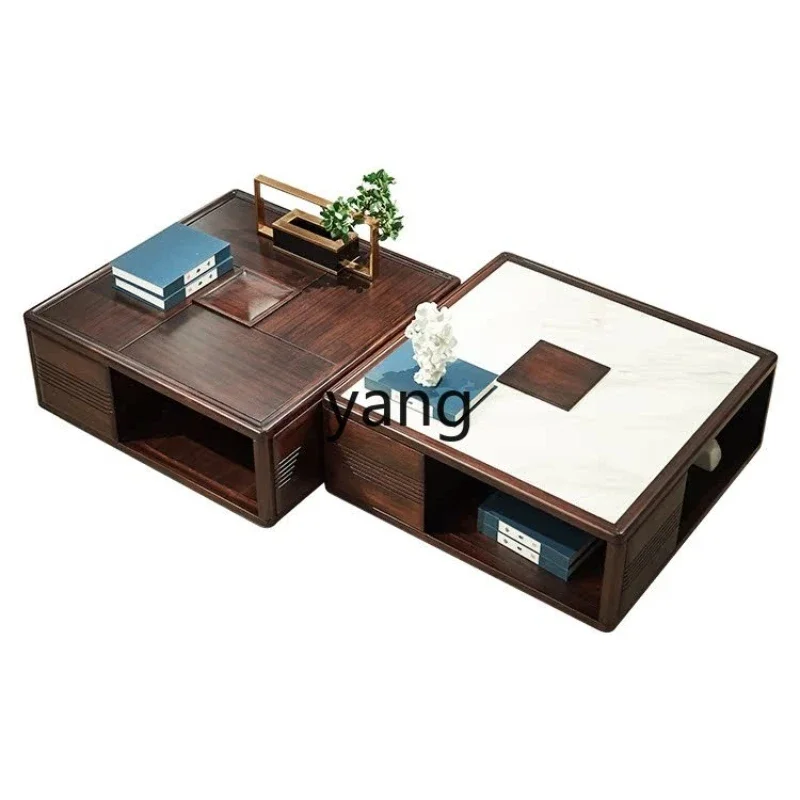 

CX new Chinese ebony marble coffee table combination, modern simple light luxury solid wood