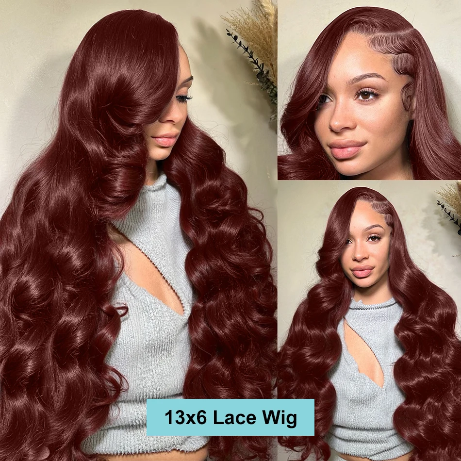200% Reddish Brown Body Wave 13x6 HD Lace Front Wig 30 32 Inch Water Wave 13x4 Lace Frontal Human Hair Wigs For Women PrePlucked