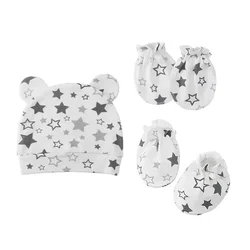 3pcs/set Newborn Baby Hats Gloves Foot Cover Breathable Cotton Soft Caps Cute Cartoon Caps Newborn Baby Accessories