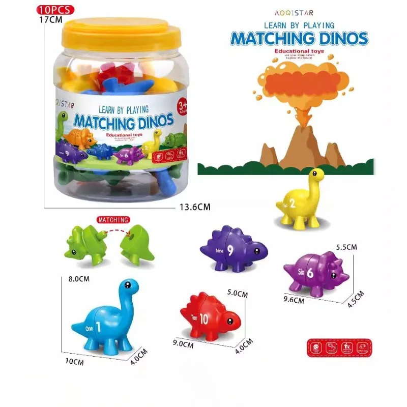 Jouets d'apprentissage précoce pour enfants, Alphabet de dinosaure, jouets assortis, motif de comptage de nombres, illumination, outils pédagogiques cognitifs