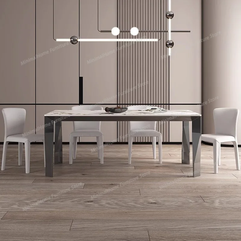 

Italian High-End Dining Tables Nordic Creative Slate Stainless Steel Balcony Dining Table Modern Minimalist Home Furniture