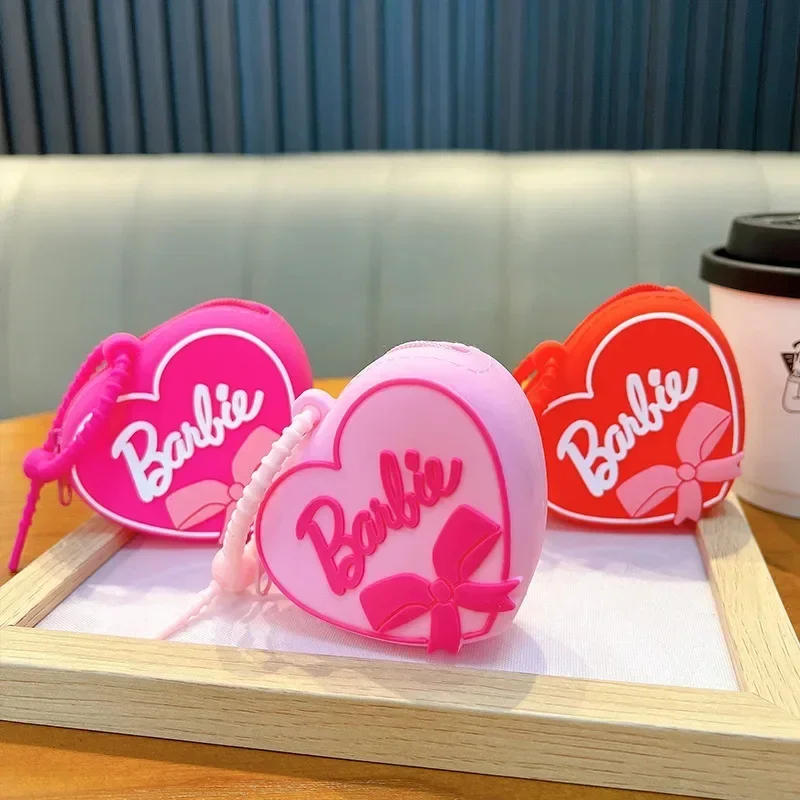 Disney Barbie Coin Purse Miniso Anime Cartoon Cute Barbie Kawaii Silica Gel Bluetooth Headset Bow Coin Purse Girls Holiday Gifts