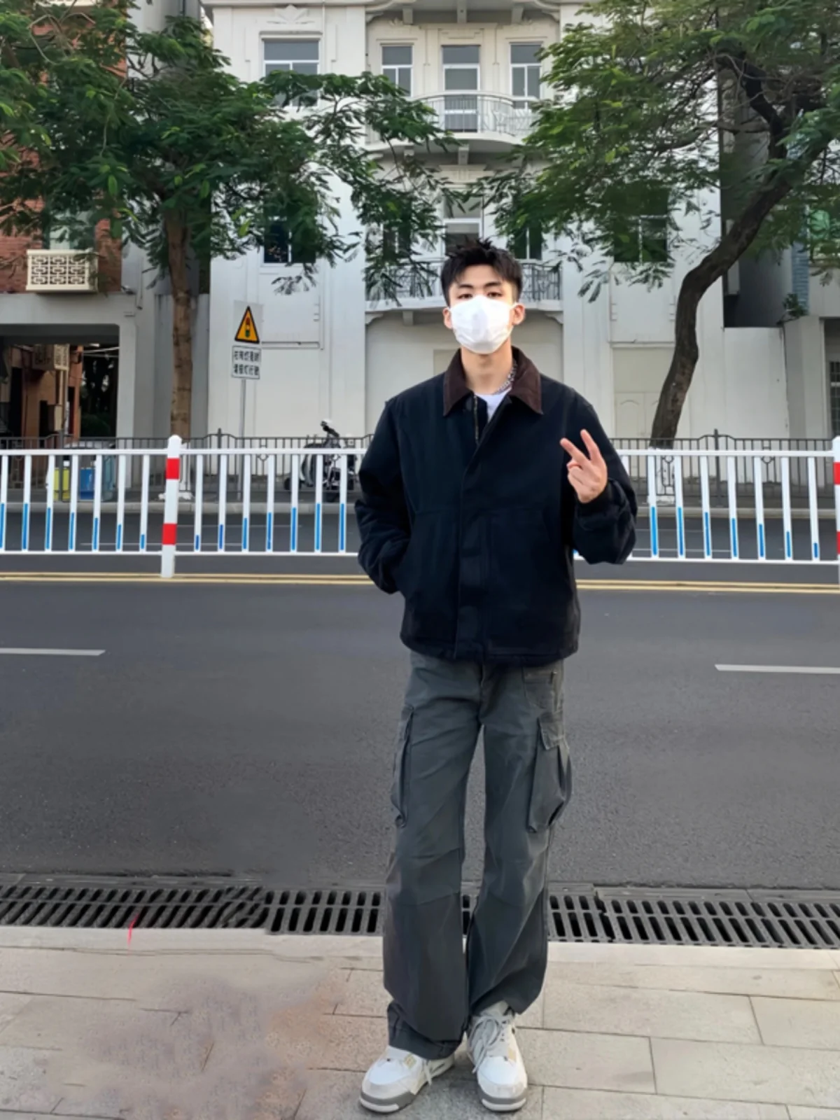 

Deep ey Autumn Winter Men's Logging Work Pants Trendy Brand Haome Big ket Straight Leg Wide Leg Casual Trousers