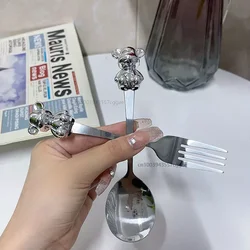 Creative Cute Bear Coffee Dessert Spoon Fork Stainless Steel Coffee Stirring Tea Dessert Scoop Cute Cartoon Bear Tableware Spoon