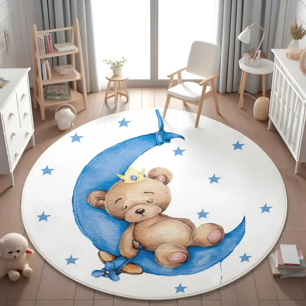 Baby Safari Spielmatte Niedlicher Bär Löwe Kinderteppich Regenbogen Kinderzimmer Bodenmatte Schlafzimmer Wohnzimmer Rutschfeste Dekoration