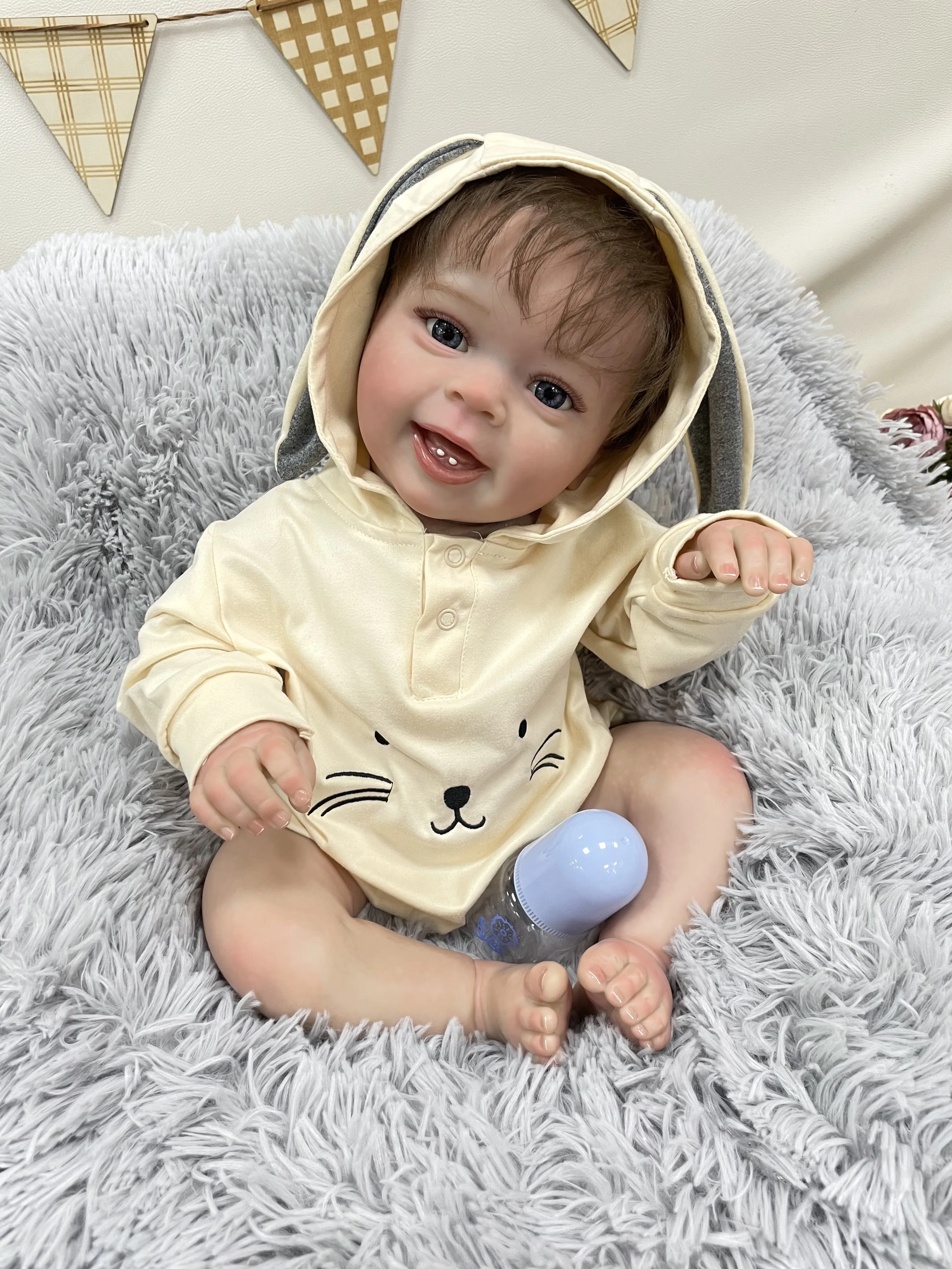 Cokela alta cor 24 Polegada 60cm grande bebê reborn realista corpo de algodão vinil macio venda real silicone reborn bonecas do bebê