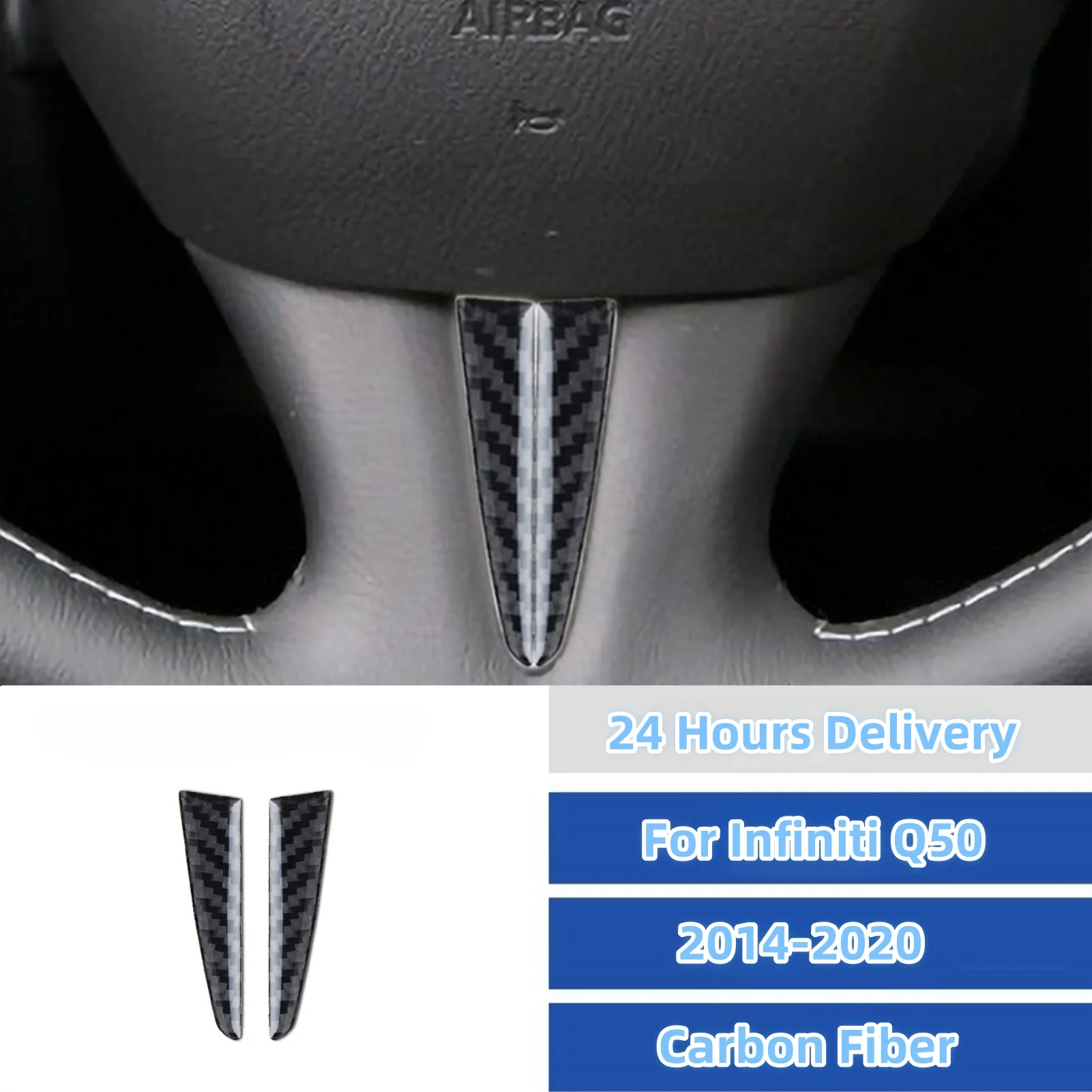 For Infiniti Q50 2014-2020 Carbon Fiber Steering Wheel Bottom Trim Cover Stickers Car Interior Decoration Accessories 자동차용품