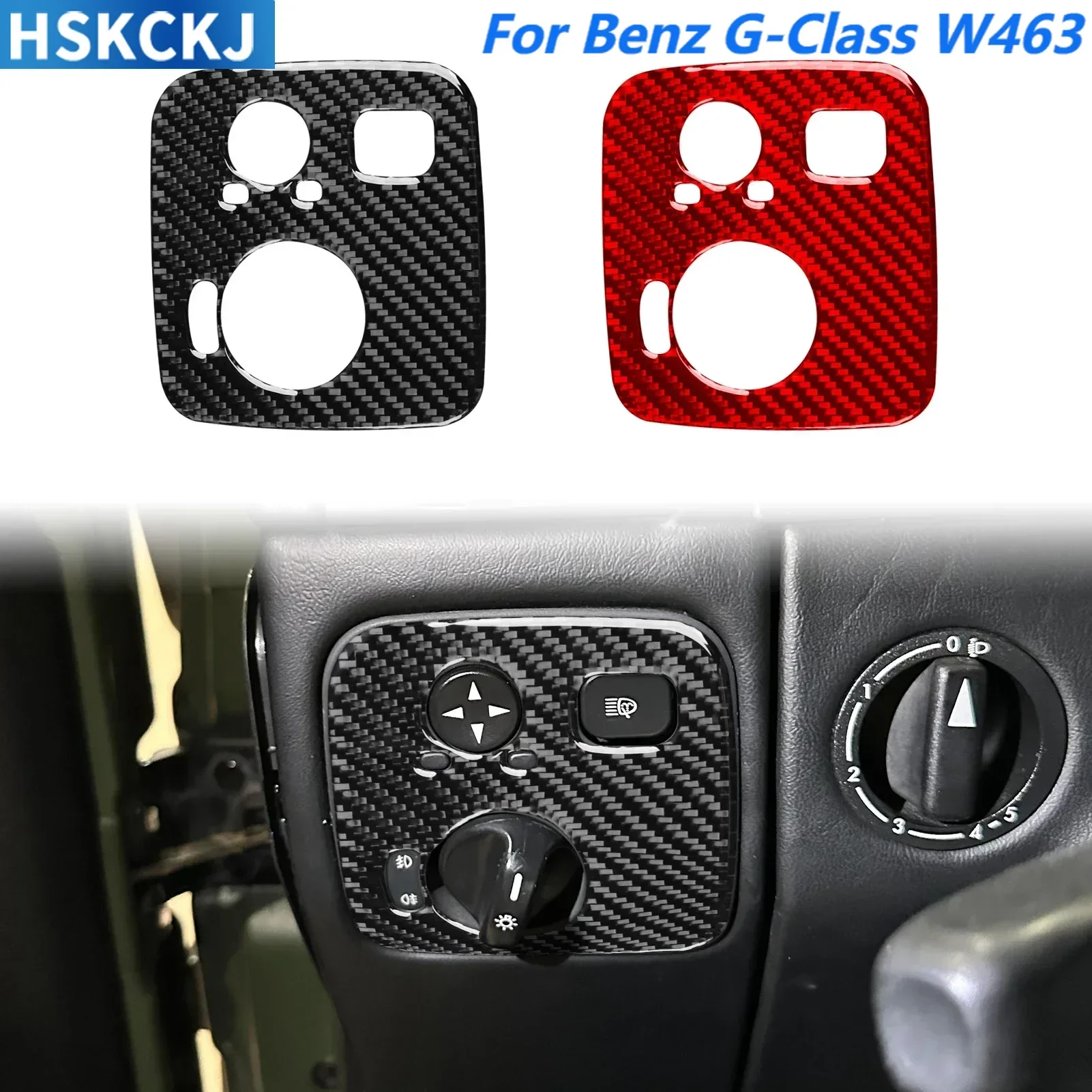 

Car Accessories Carbon Fiber Front Headlight Switch Panel Interior Cover Trim Sticker For Benz G-Class G500 G55 W463 2004—2012