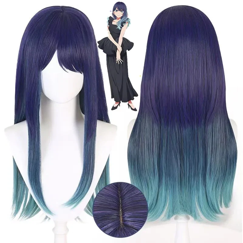 ER1KKurokawa Akane Cosplay Costume Wig Anime Oshi No Ko Season3 Gothic Black Ruffle Peplum Maxi Gown Halloween Party Outfit5H[[ - view 6