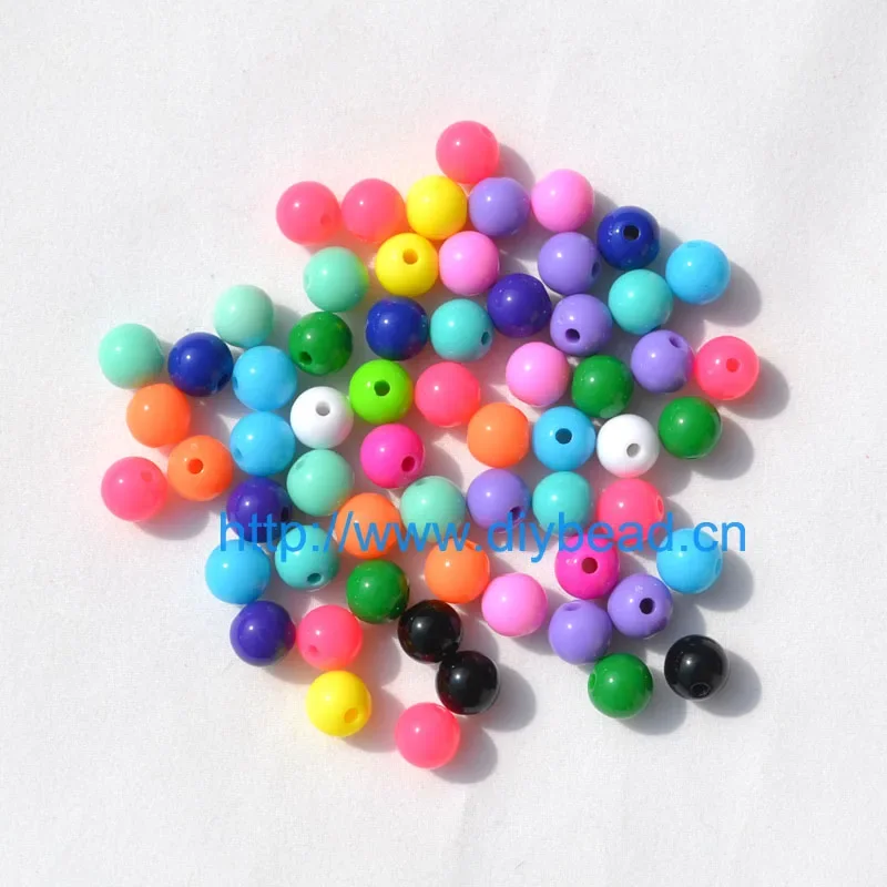 Multi Colors 8MM Round Shaped Acrylic Beads DIY Jewelry Making Accessories Plastic Spacer Bracelet Handcraft Fittings 100 PCS