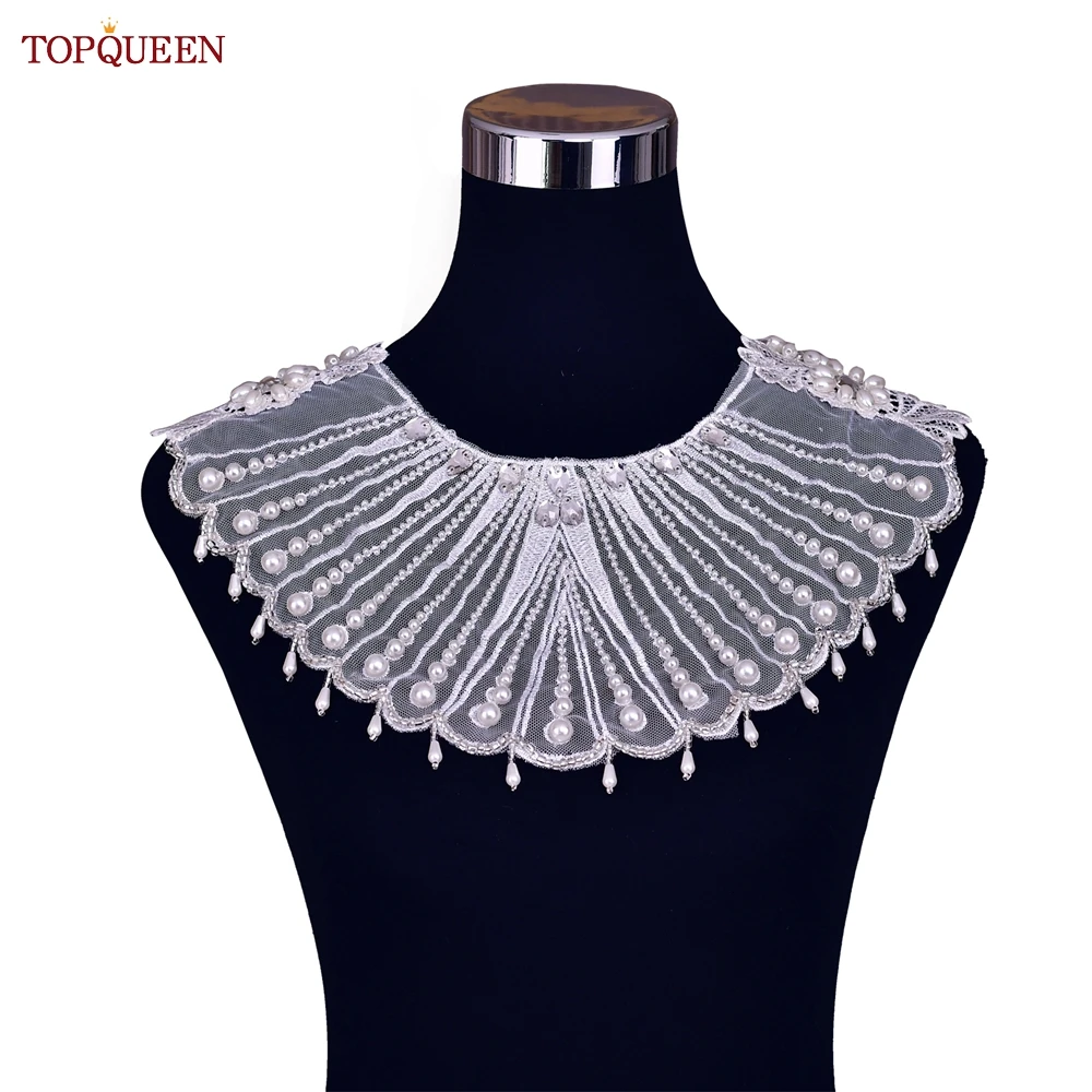 TOPQUEEN Rhinestone Pearl Top Cape Women Bolero Short Wedding Dress Shawl Jacket Wrap Bride Bridal Strap Handmade Beaded Factory