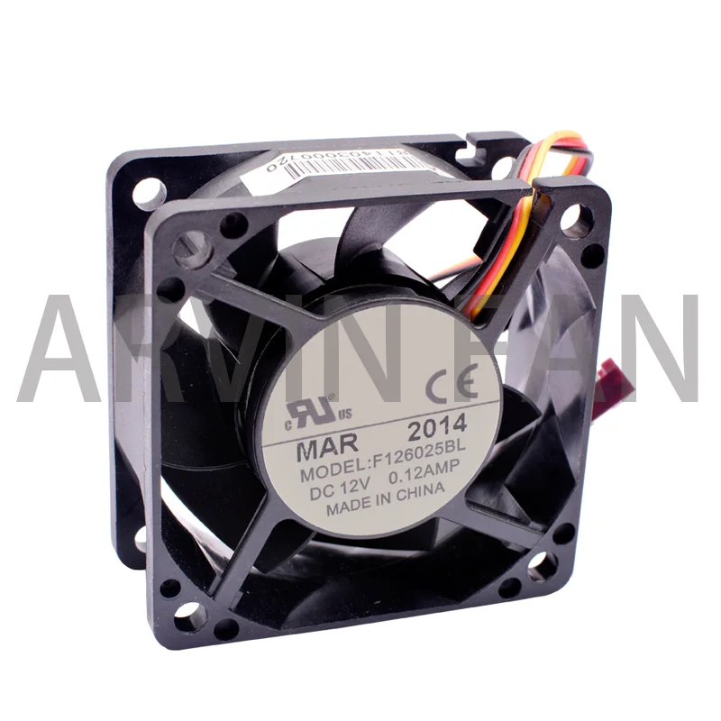 Ventilador F126025BL de 6cm, 6025, 60mm, 60x60x25mm, DC12V, 0.12A, bola Dual, silencioso, monitoreo de velocidad para ventilador de refrigeración de chasis, fuente de alimentación de CPU