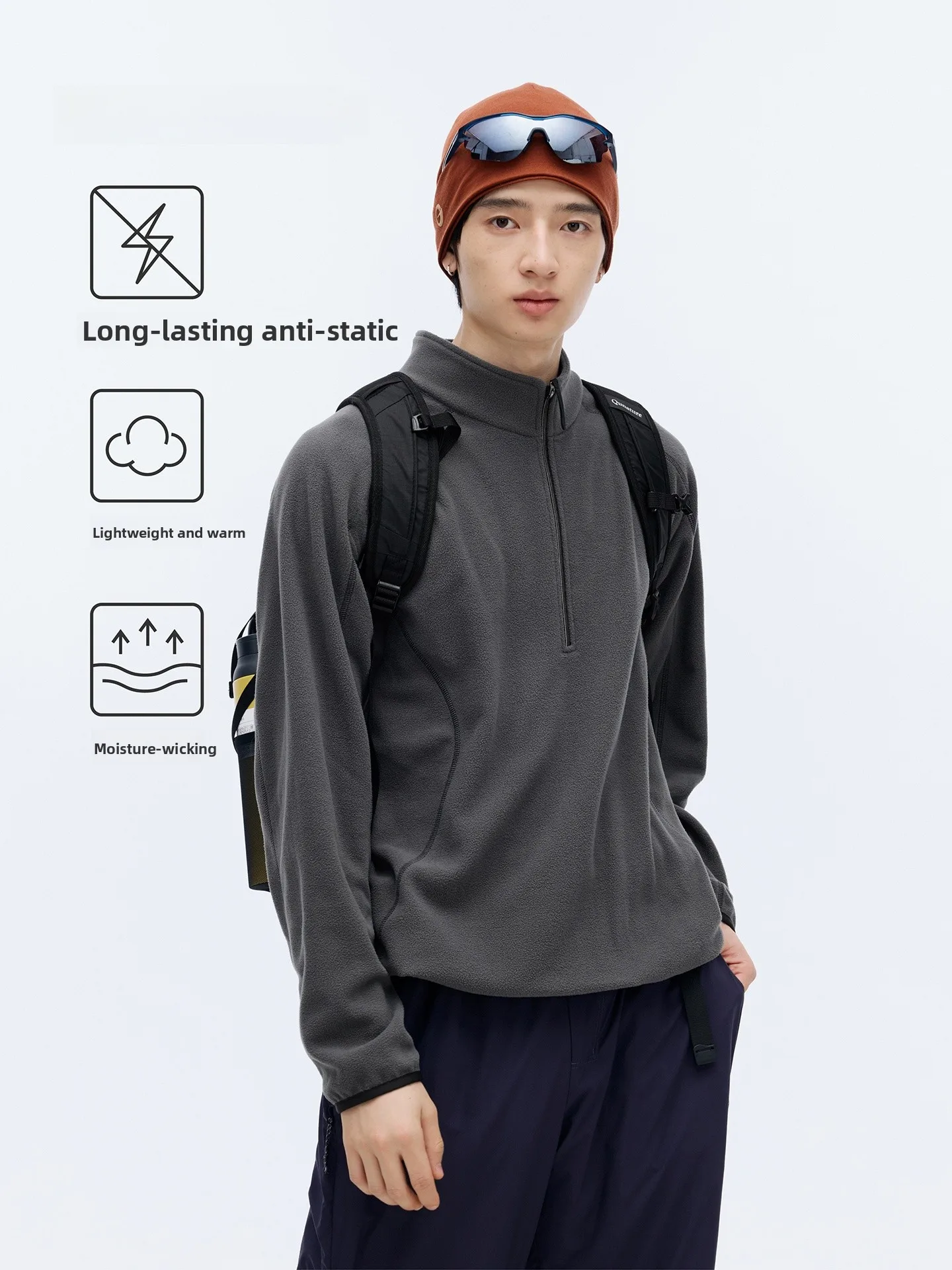 

Resti Lightweight High Warmth Outdoor Mid-Layer Anti-Static Double-Sided Fce Functional f-Unbuttoned Stand Collar Swe...