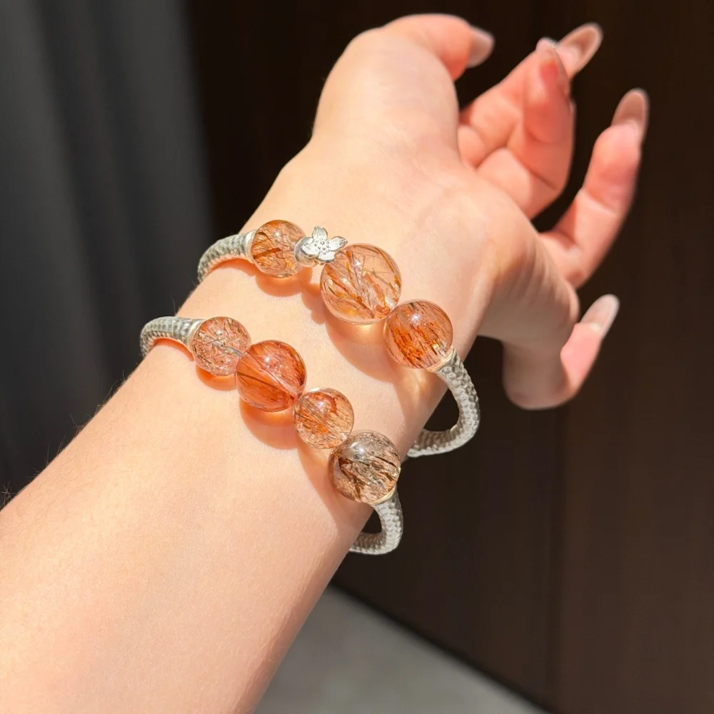 Hot Sale Natural Colored Black Golden Super Seven Bracelet Elastic Stretch Healing Energy Gemstone Unisex Jewelry