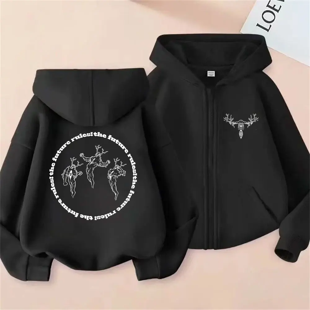 

Anime Chainsaw Man Zipper Hoodie Hayakawa Aki The Future Rules Graphic Hoodies Men Women Manga Casual Oversized Zip Up Jacket