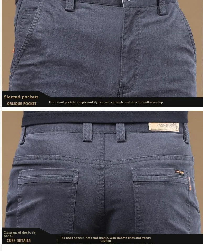 Hochwertige Dünne Baumwoll-Herrenhose Trendige Vielseitige Elastische Leichte Business-Hose Formelle Gerade Arbeitshose – Detail 19