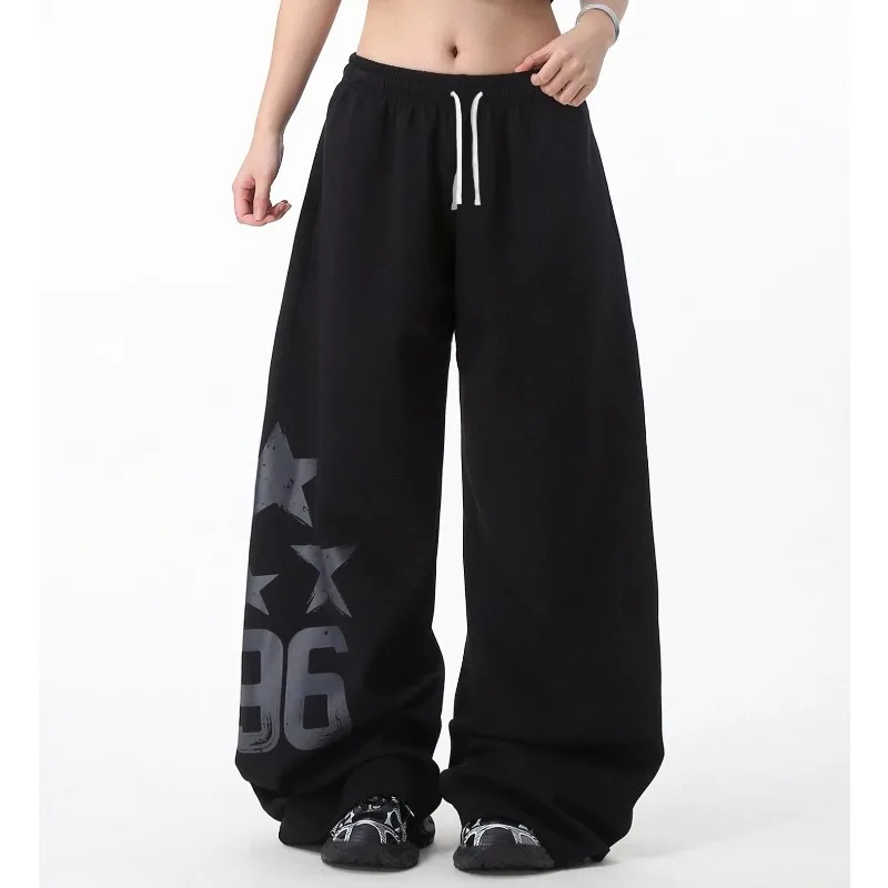 Men Women Unisex Straight Trousers 3D Retro Star & Number Print Quick Dry Long Pants Casual Sports Loose Drawstring Street Pants