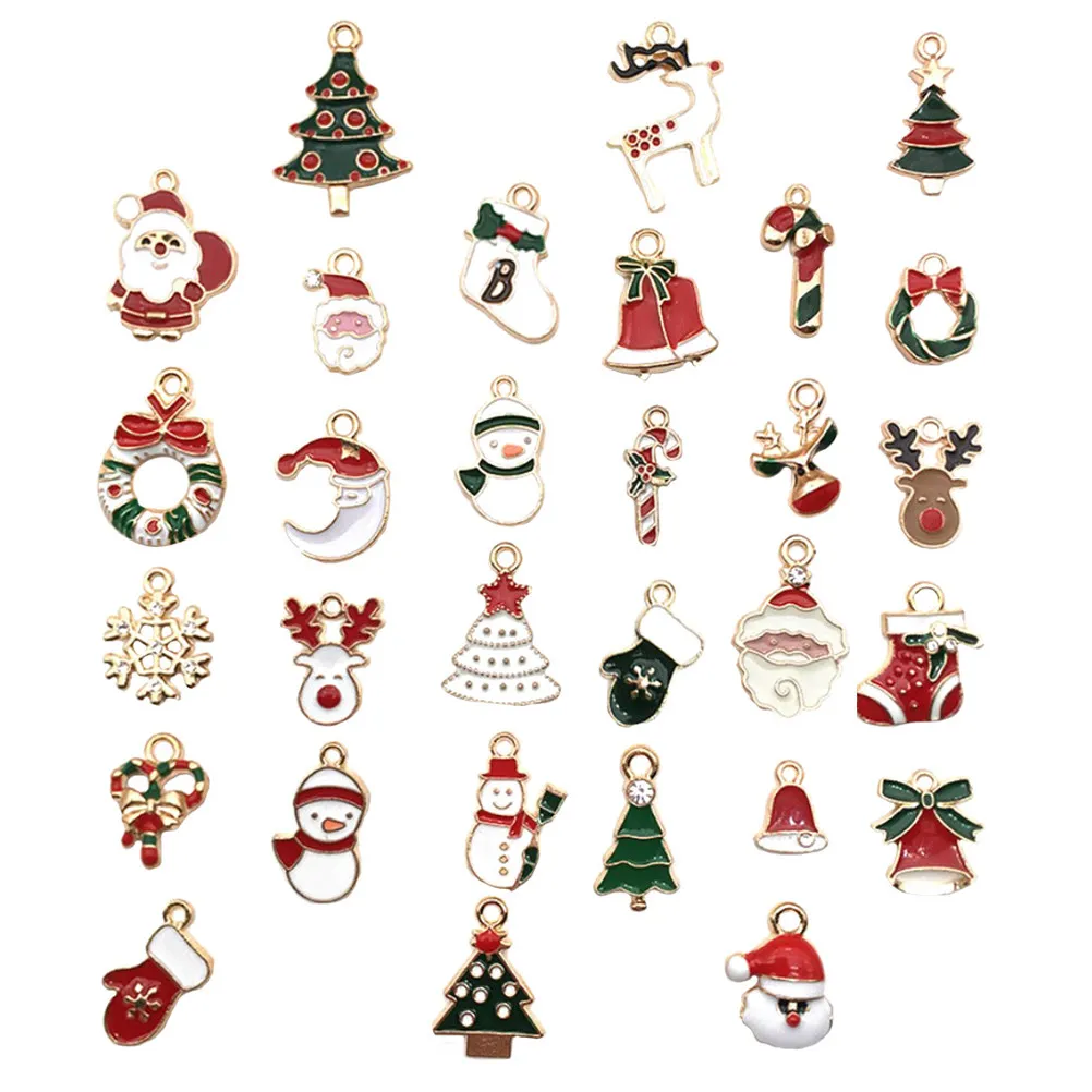 60Pcs Christmas Alloy Charms Jewelry Pendants for DIY Earrings Necklace Bracelet Making Crafts