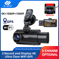 E-ACE 3 Channel Driving Record UHD Night Vision Optional 3 channel Simultaneous Record 4K+1080+1080P Recording 24H Park Monitor