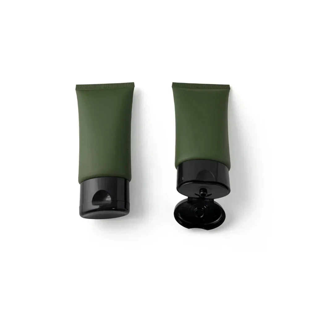 60g 60ml Matte Green Soft Tube Empty Flat Oval Squeeze Bottle Cosmetics Hand Cream Foundation Lotion Refillable Container