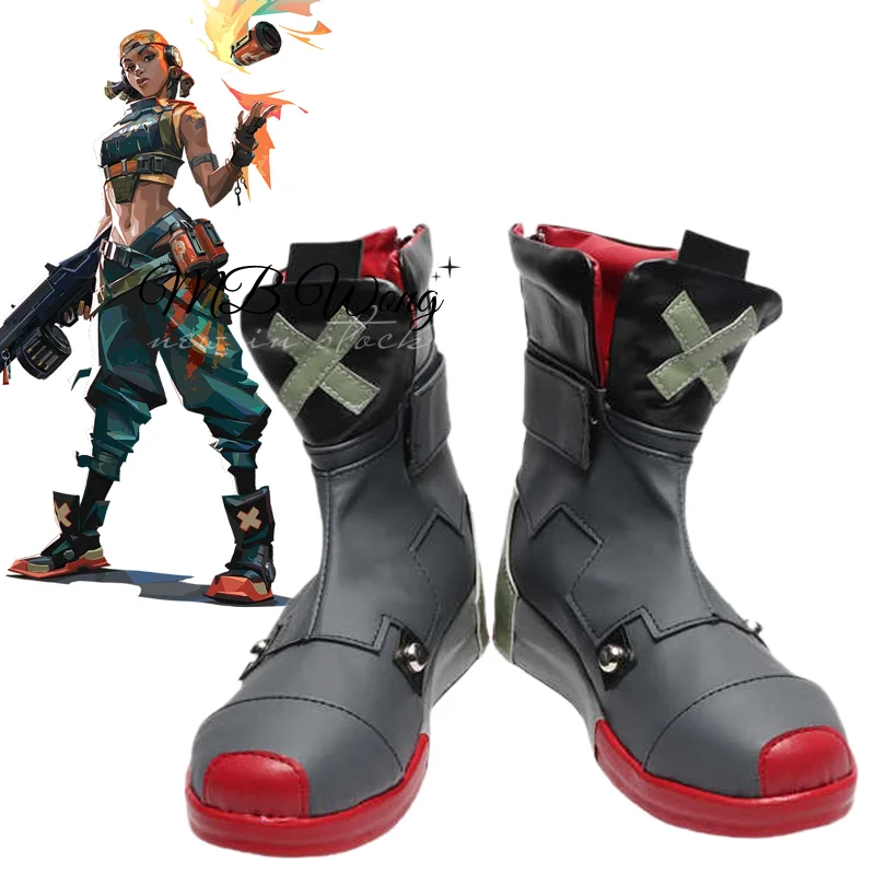 Zapatos de Cosplay de VALORANT Raze para hombres y mujeres adultos, botas de juego de rol de Anime, traje de fiesta de Carnaval de Halloween, Navidad, hecho a medida