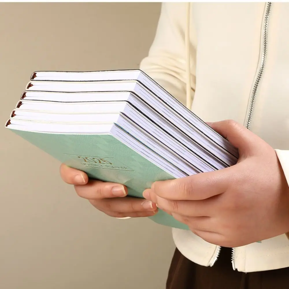 Laser 2025 English Notebook Efficiency Plan Colorful A5 Mini Pocket Notebook To Do List English Leather Calendar Notebook