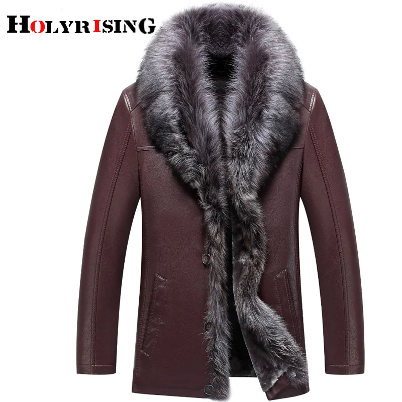 

Real Raccoon Fur Coat Men Faux Leather Jackets Winter Thicken veste cuir homme men Pu erkek deri ceket 18736-5