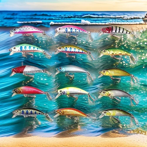 Señuelo de pesca colorido con ojos 3D, pececillo que se hunde, curricán láser, cebo de plástico Buzz, 2 anzuelos triples, 5G, 5cm, 1 Uds.