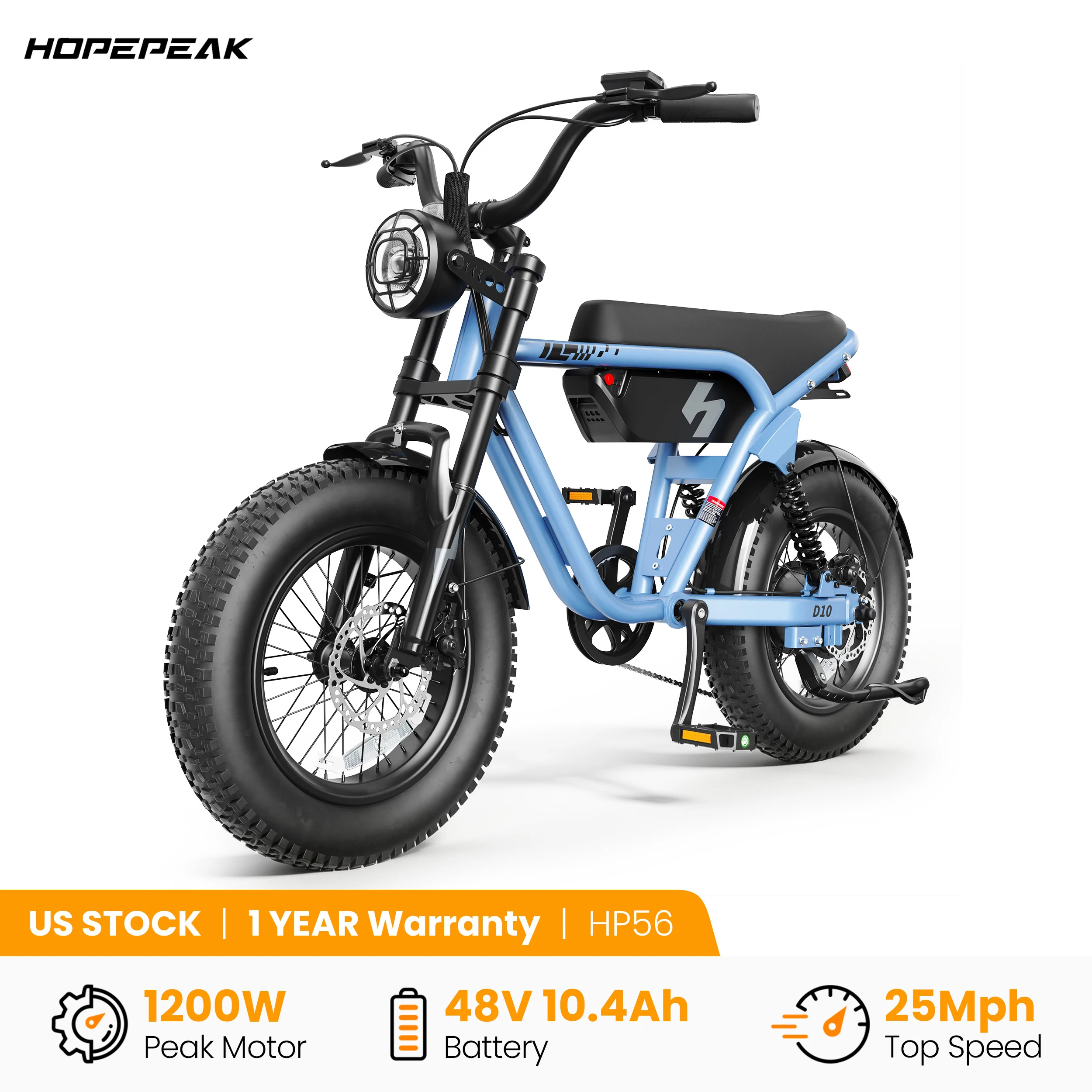 Hopepeak D10 Electric Bike, 16
