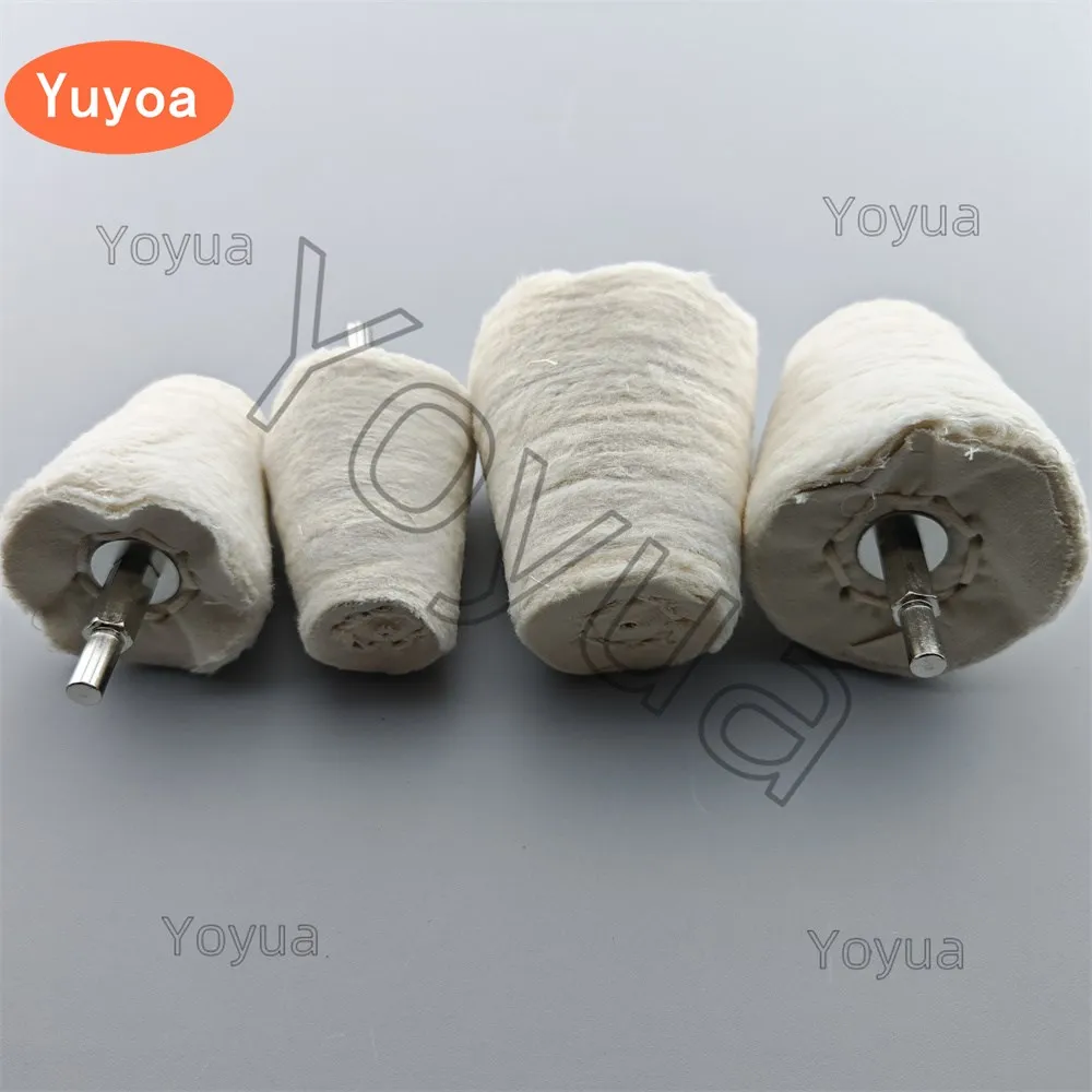 

10pcs 1/4" Shank Buffing Polishing Wheels Dental White Cloth Cotton Lint Denture Metal Jewelry Mirror Polishing Pads 6mm handle