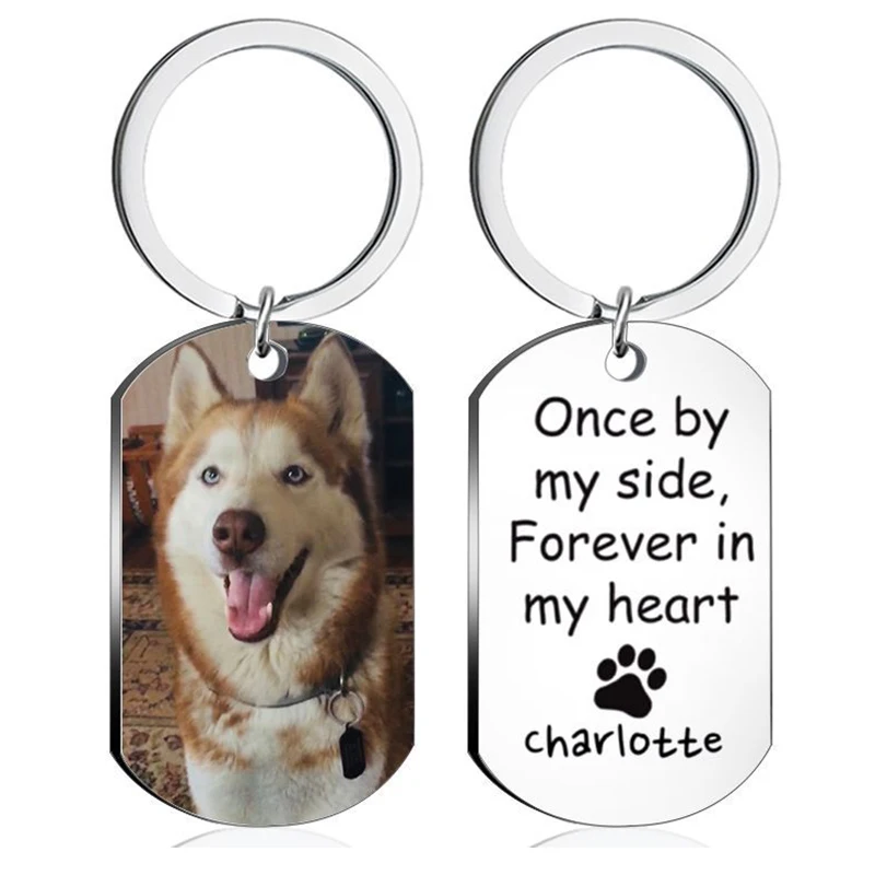 Personalized Military Brand Engraved Stainless Steel Keychain Color Photo Commemorative Gift