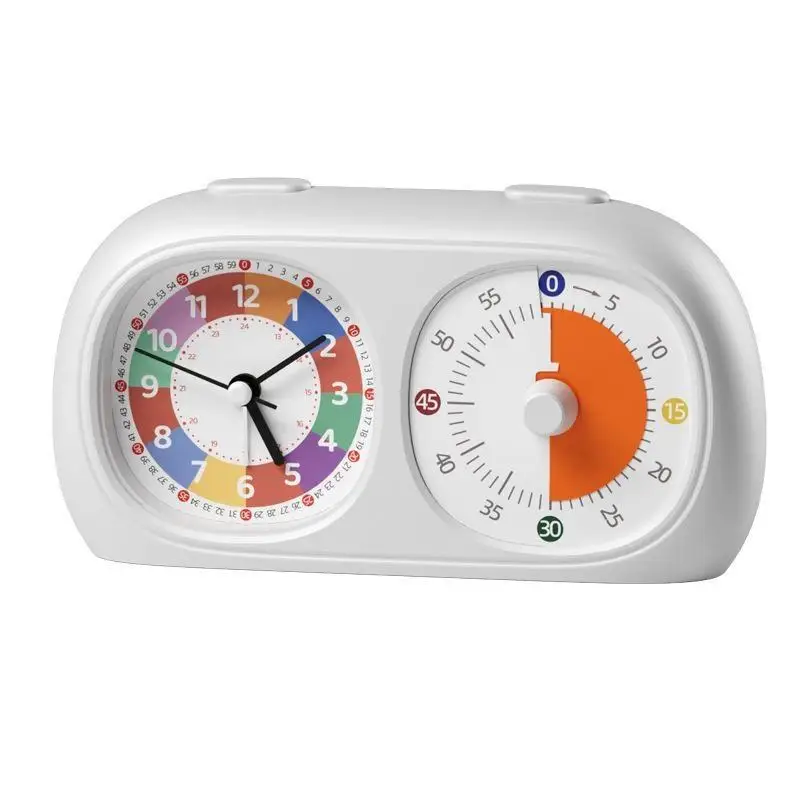 2 In 1 Visual Timer Silent Alarm Clock USB Charging Bedroom Bedside Time Management Tool For Kids Students Focus Aid