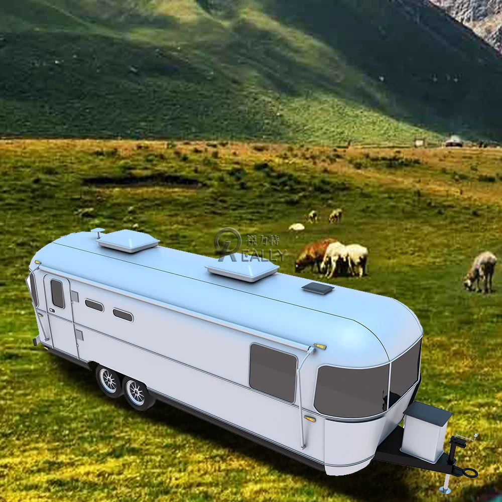 Camión de Catering de acero inoxidable CE, remolque móvil personalizado de comida Airstream para Pizza, barbacoa, hamburguesa