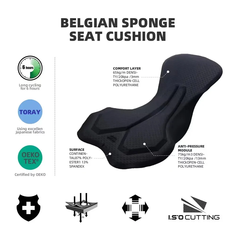 YKYW Summer Cycling Jersey Bib Shorts Sets Men's Belgium Padded Bib Shorts Suit 6 Hours Riding MITI Strapes Road Bike Clothing