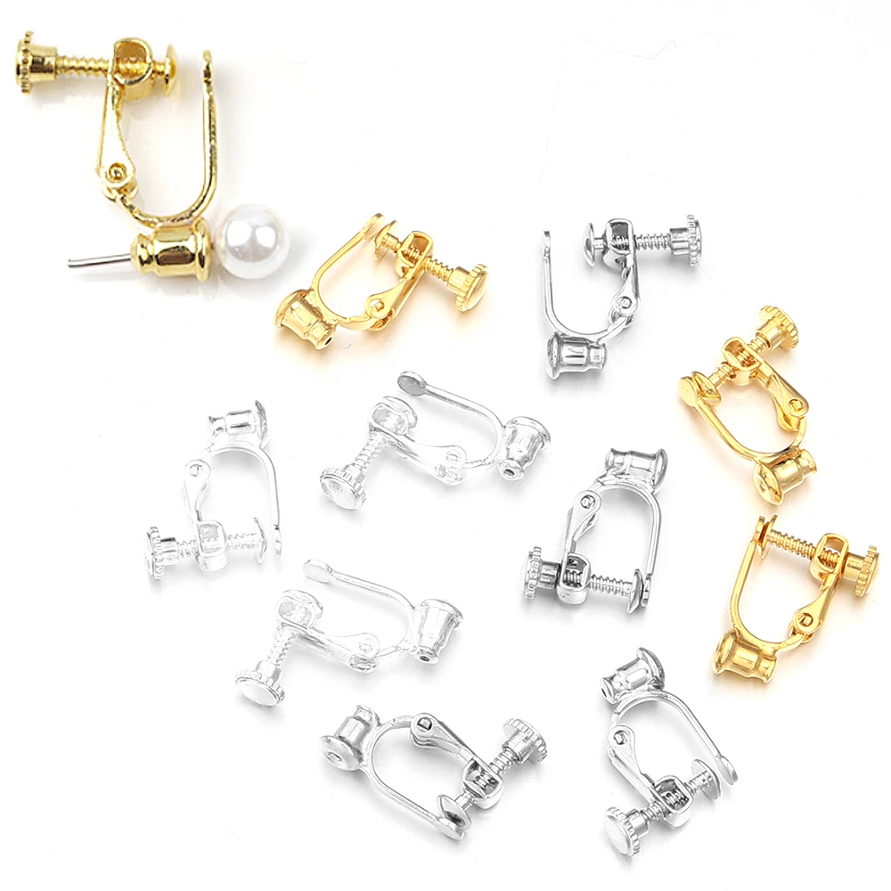 4 unids/lote Clip de oreja de tornillo de cobre con bala DIY pendientes de gota de moda Simple para pendientes sin perforación accesorios al por mayor