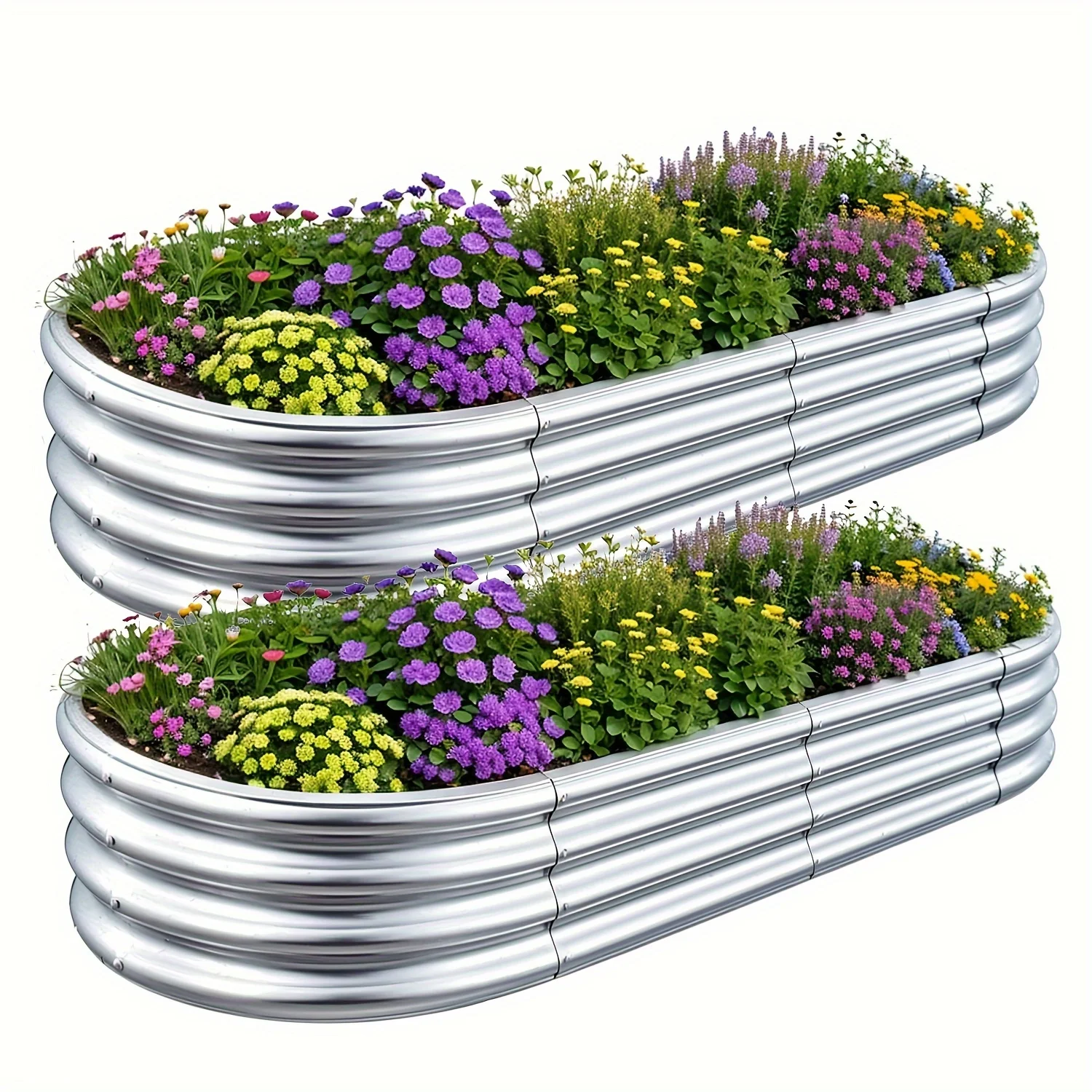 2Pack Galvanized Raised Garden Bed Garden Box Outdoor Garden Galvanized Planting Box Suitable for Growing Vegetables,