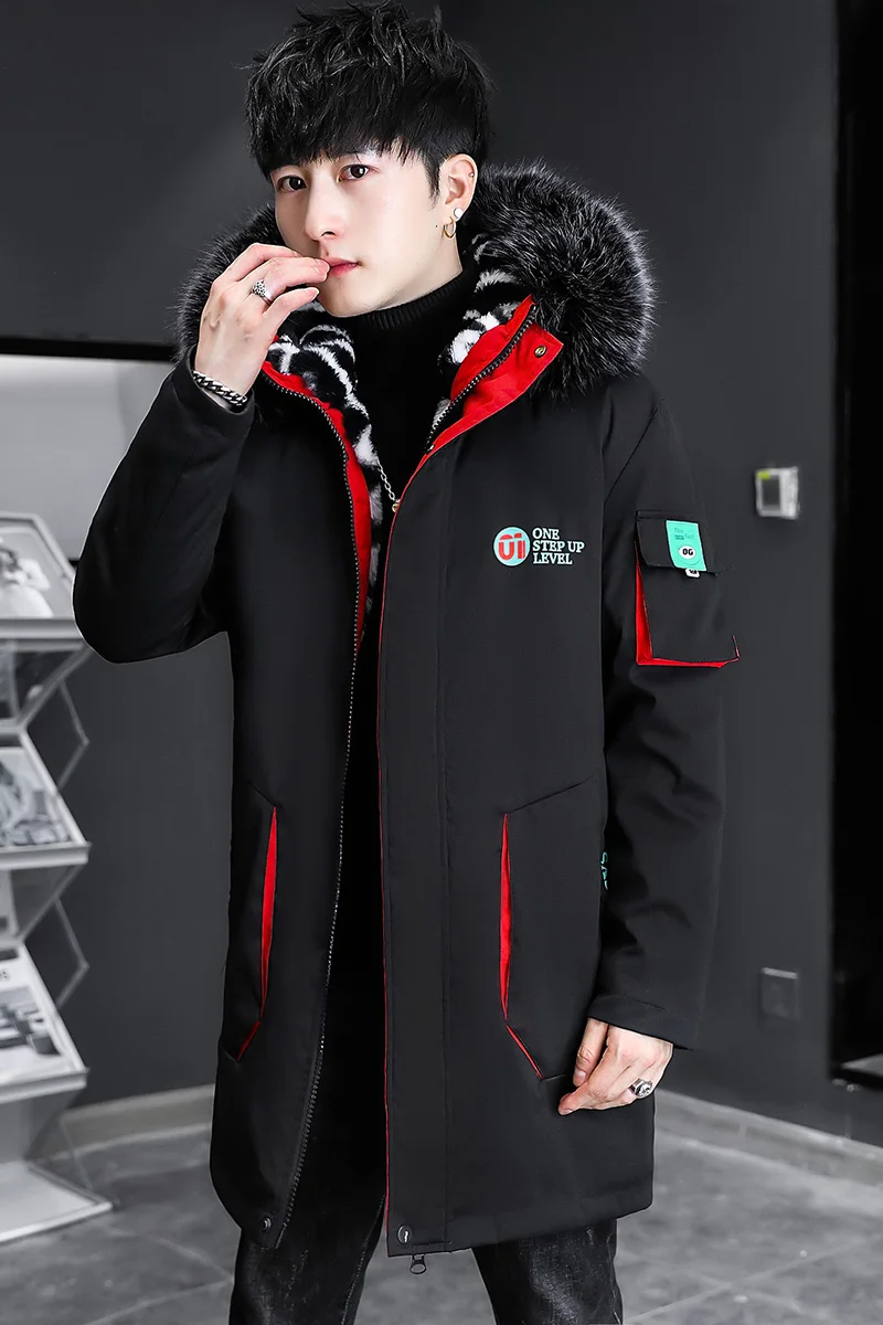 Winter Men Jackets Hip Hop Long Hooded Trench Coat Men Winter Streetwear Casual Jacket Men\'s Windbreaker