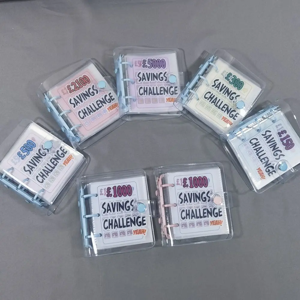 Mini Money Saving Binder 150/500/1000/2100/5000 Pounds Creative Savings Challenges Book Portable Waterproof