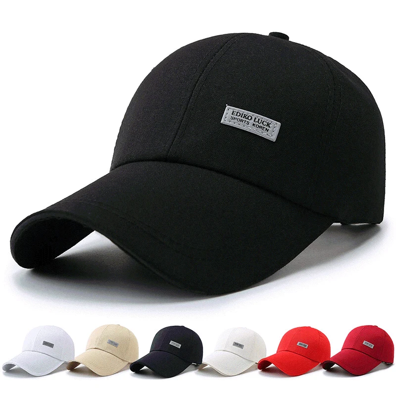 1Pcs Long Brimmed Baseball Cap Fashion Versatile Solid Color Dad Hat Adjustable Sun Hat Men Women Mountaineering Hat