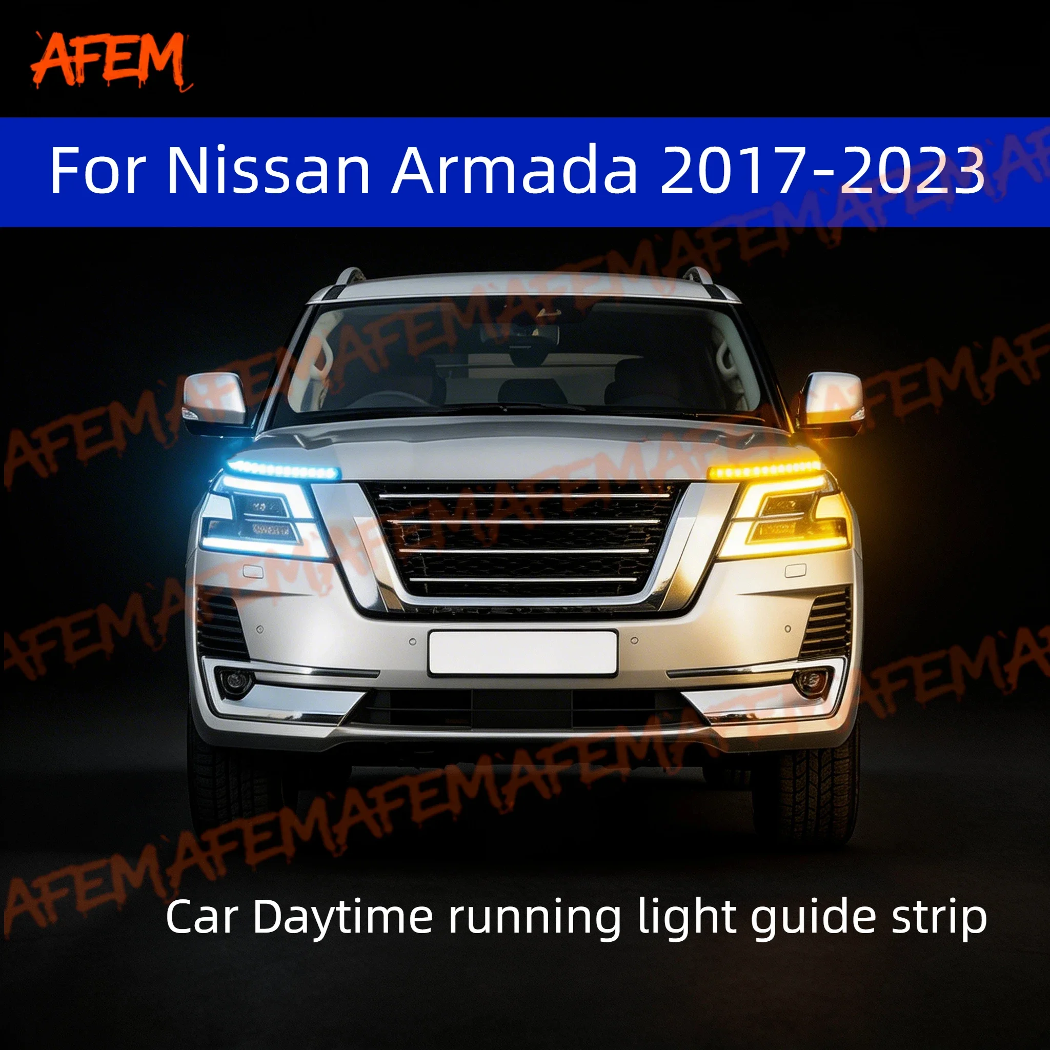 

2pcs For Nissan Armada 2017-2023 Car DRL Daytime Running Light Start Scan Style Sequential FlowingTurn Signal Light Ultra-Thin