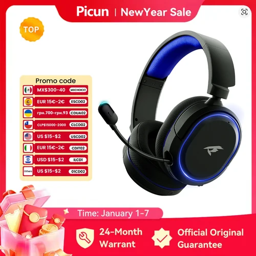 Picun G2 auriculares inalámbricos para juegos Bluetooth 5,3 2,4G auriculares 7,1 envolvente 5ms micrófono ENC de baja latencia para PC PS4 PS5 interruptor de teléfono