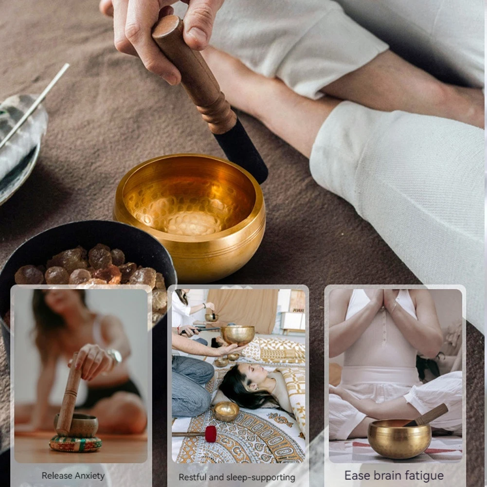 Tibetan Singing Bowl Set Meditation Singing Bowl Yoga Meditation Chanting Bowl Unique Spiritual Gifts for Women and Men
