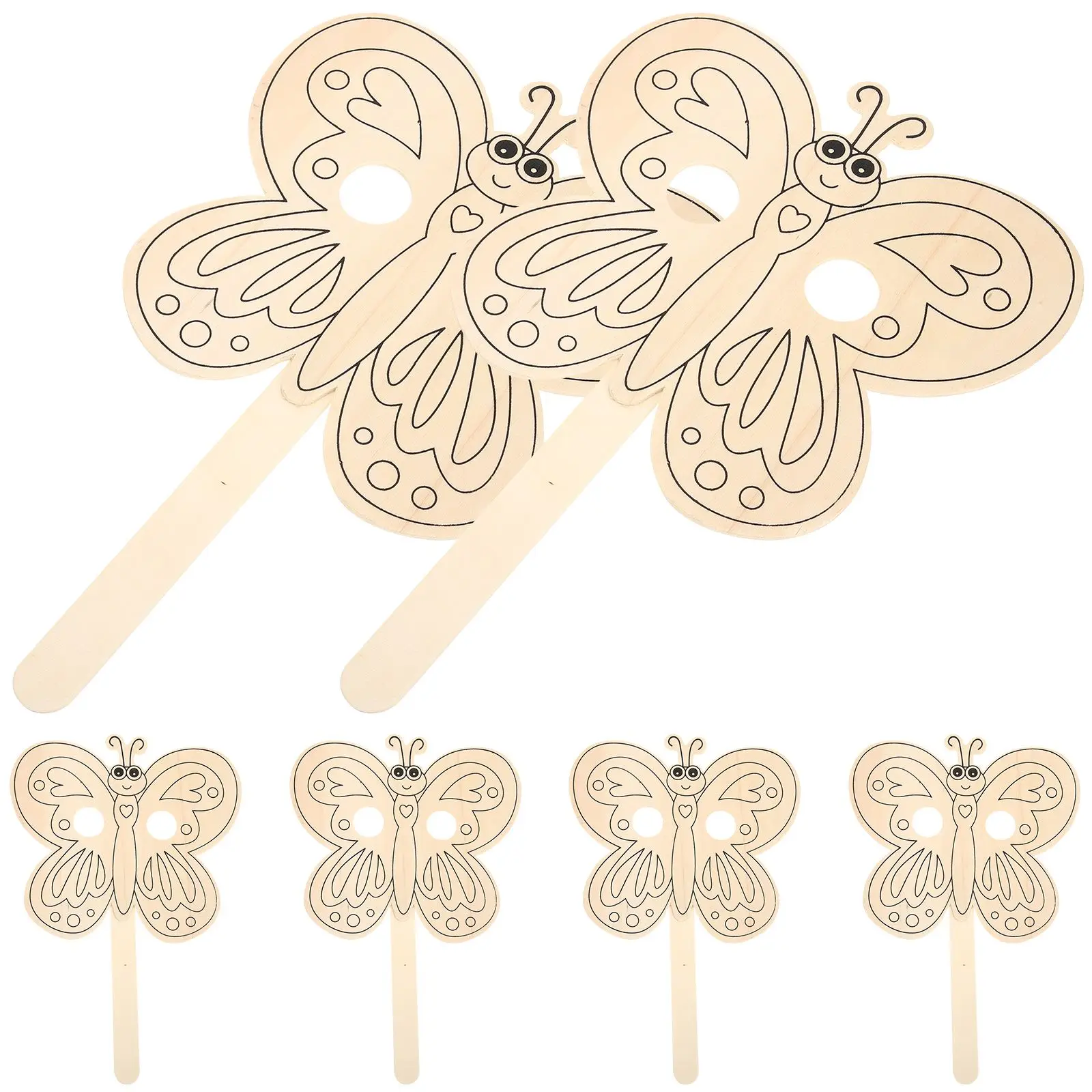 

6 Pcs Wooden Photo Props DIY Masks Halloween Animal Blank Kids Painting Toy Graffiti Favors Party Accessories Christmas Gifts