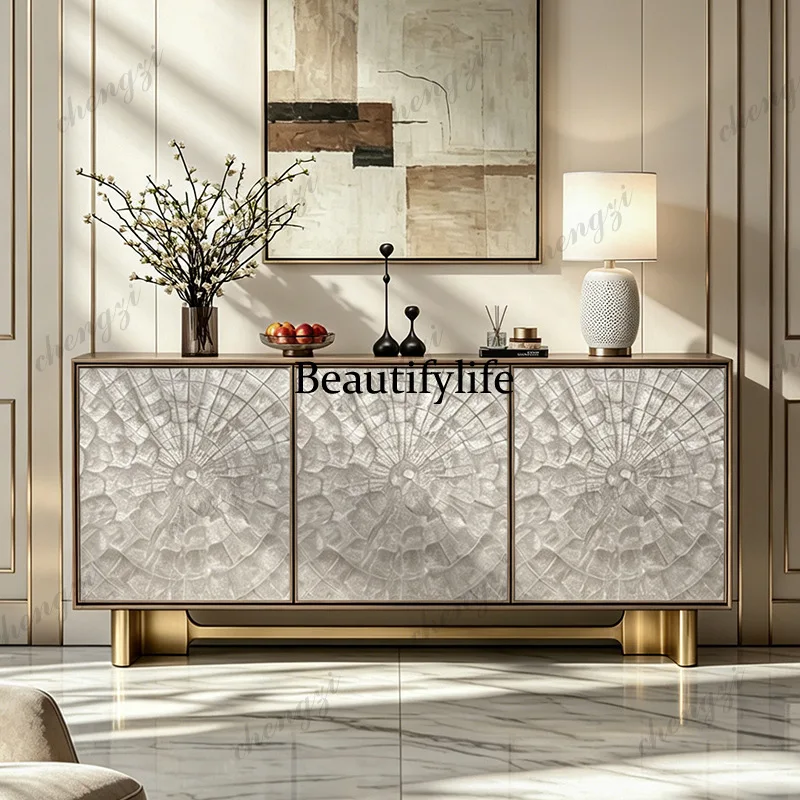 American light luxury solid wood shell porch cabinet entry foyer decorative cabinet modern living room storage side cabinet
