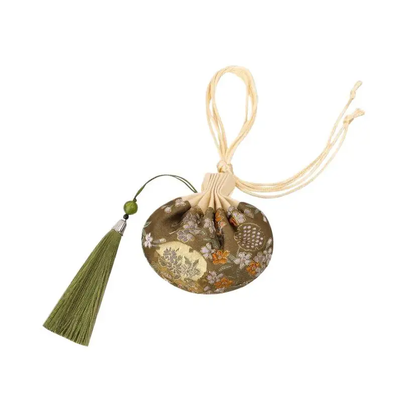 Chinesischer Stoffbeutel mit Kordelzug zur Aufbewahrung von Schmuck, mehrfarbig, mit Quasten und Blumenmuster, leerer Beutel, Organizer, Halter – Detail 8