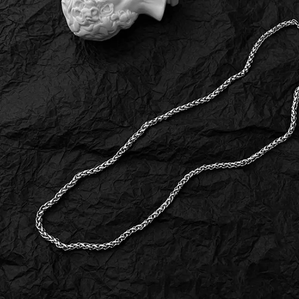 Elegant Necklace Men's Wheat Chain Necklace 3mm Titanium Steel Gold Silver Black Tone Durable Fashion Jewelry Gift for Boys Men