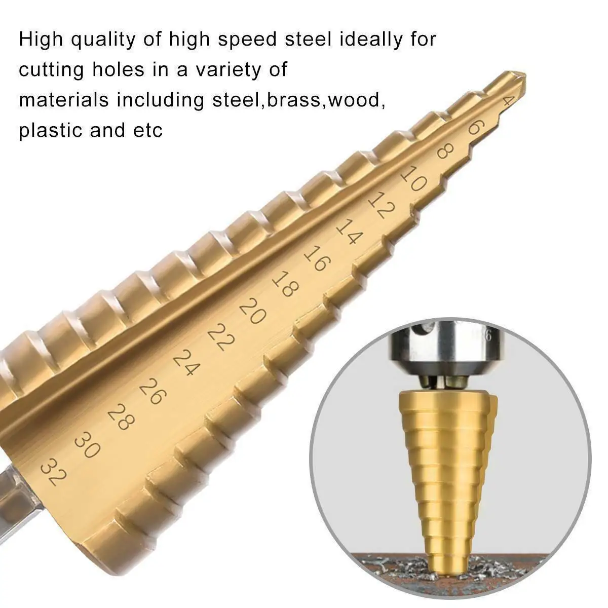 HSS Step Drill Bit 4-32mm Hex Titanium Cone Hole Cutter Multifunction Reamer Plate Iron Aluminum Plate Drilling Metal Core Drill