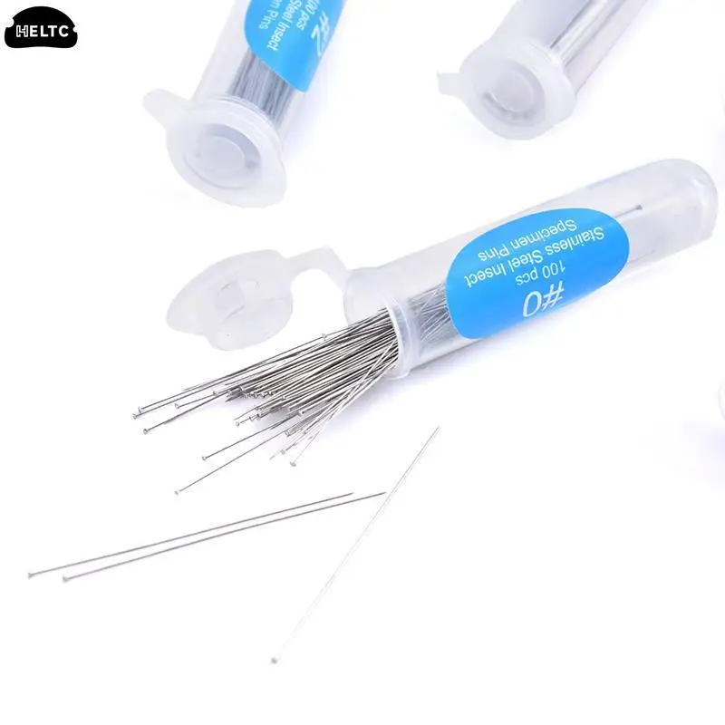 100Pcs/pack Insect Pins Specimen Needle Stainless Steel School Lab Entomology Needle With Tube Insect Obsvering Tool Set