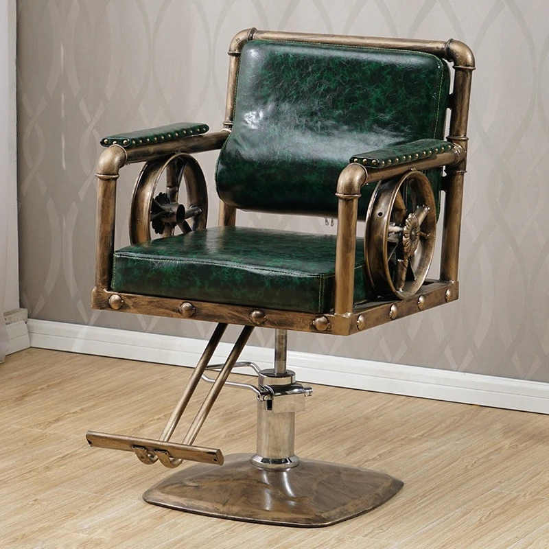 Retro Wrought iron barber chair hairdressing speciall pedal Lifting haircut chair professional Beauty friseurstuhl furniture